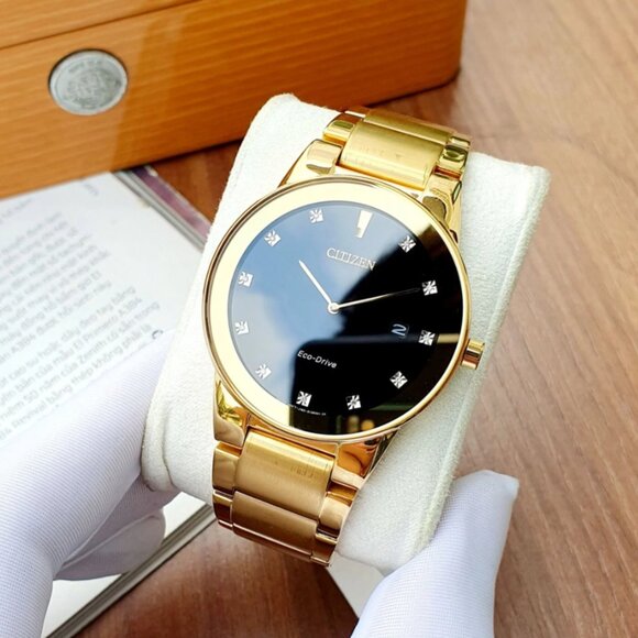 CITIZEN AU1062-56G AXIOM BLACK DIAMOND DIAL GOLD STAINLESS BRACELET MENS WATCH - Picture 11 of 14